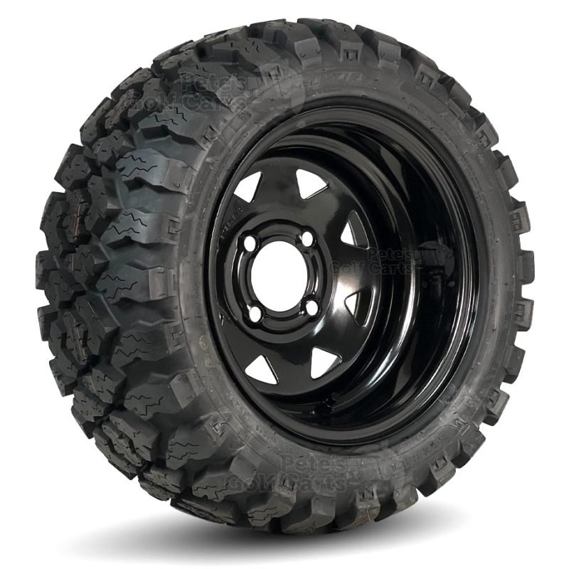 12″ Black Steel Golf Cart Wheels and 20″ Golf Cart Tires Combo – Set of 4