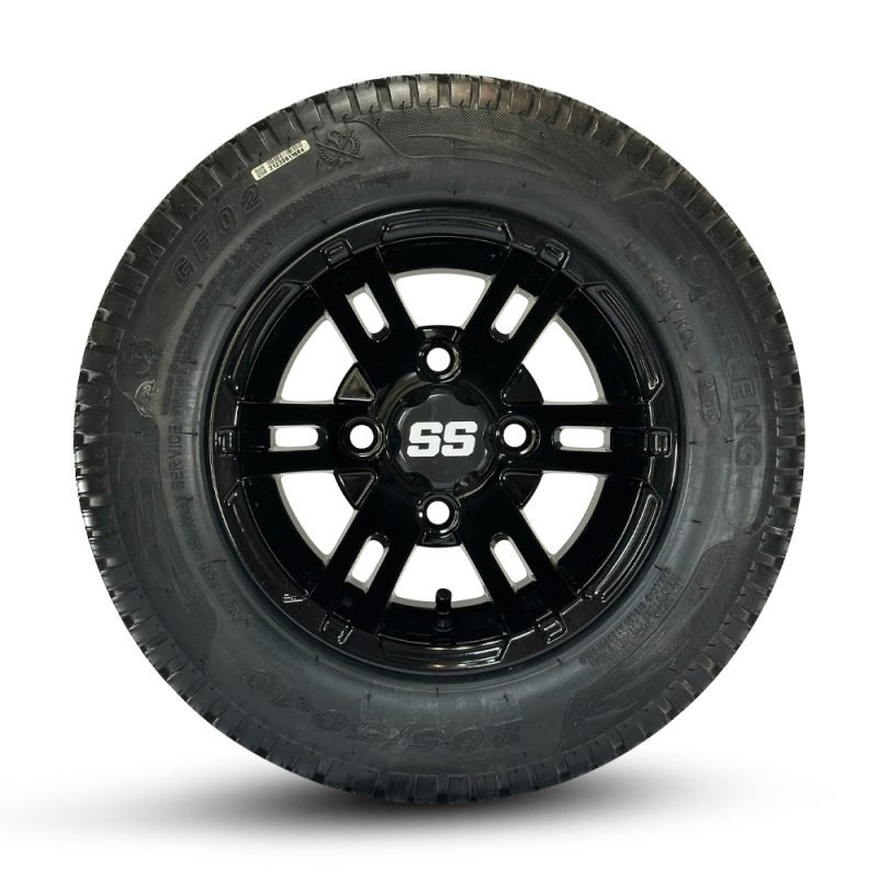 10″ Bulldog Gloss Black Wheels and 205/50-10 Tires | Set of 4